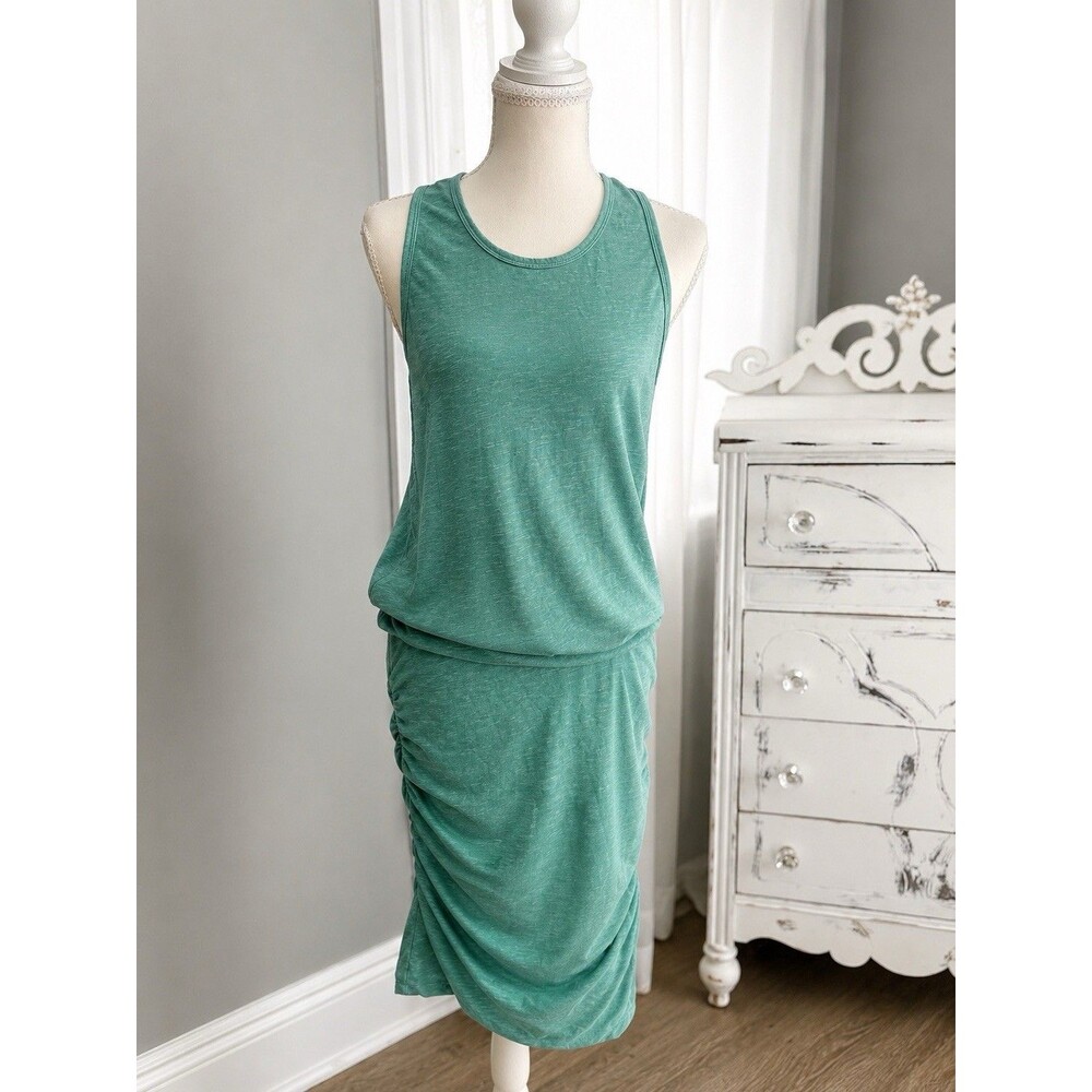 Womens Sundry green (Item-887) Ruched Cotton T-Shirt Mini Dress 3 US/L